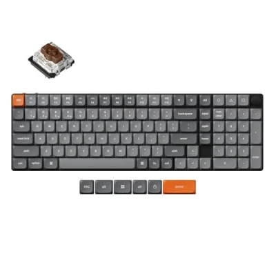 Afbeelding van Keychron K17 MAX Draadloos Mechanisch Toetsenbord, 2,4 GHz/Bluetooth/USB C, Witte LED, QMK/VIA, Programmeerbare Macro&#039;s, PBT Keycaps, Per Mac Windows, Gateron Brown Switch