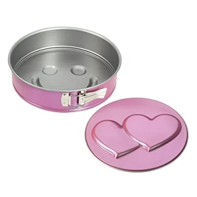 Afbeelding van Zenker creatieve studio springvorm Ø 26 cm, bakvorm met 2 bodems, ronde taartvorm anti aanbaklaag, creatief bakken (kleur: roze, zilver), hoeveelheid: 1 stuk