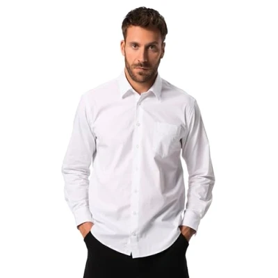 Afbeelding van JP 1880 Heren grote maten Menswear L 8XL hemd, lange mouwen, kentkraag, moderne pasvorm, tot 8 XL, Tall 823925, sneeuwwit,