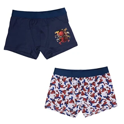 Afbeelding van Marvel Spiderman Boxershorts voor jongens, onderbroek, ondergoed, grijs/blauw, verpakking van 2 stuks, 122/128 cm