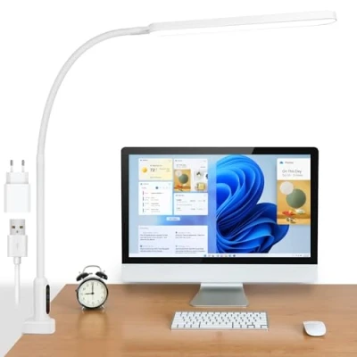 Afbeelding van BIENSER bureaulamp, led, klembaar, tafellamp met klem, flexibele zwanenhals, architectenlamp, werklamp, 11 helderheidsniveaus, 5 kleuren, dimbaar, oogbescherming, geheugenfunctie