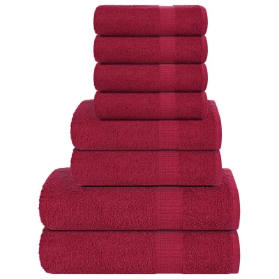 Afbeelding van 8 delige Handdoekenset 360 g/m 100% katoen bordeauxrood