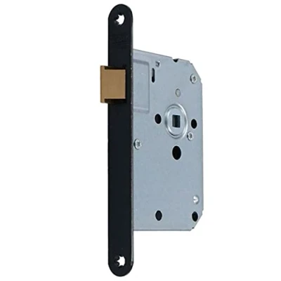 Afbeelding van Nemef Loopslot afgerond 20 x 174 mm Staal zwart gelakt doornmaat 50 incl sluitplaat