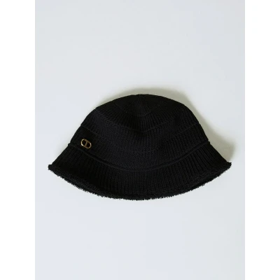 Afbeelding van Knitted Bucket Hat Sherpa Trim Wo Black