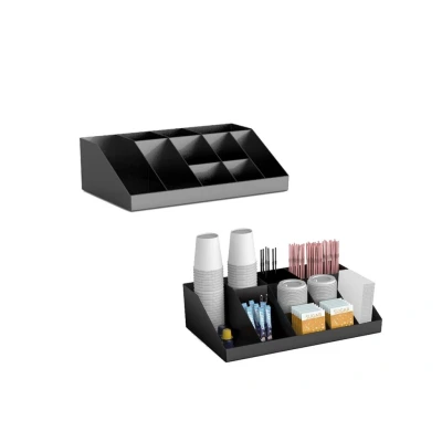 Afbeelding van BRASQ CO100 Koffie en thee Organizer Voor Accessoires Opbergdoos met 10 vakken Kantoor Thuisgebruik Zwart