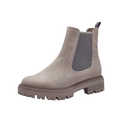Afbeelding van Tamaris Enkellaarsjes met plateauzool, Dames, Maat: 39, Grey Kunststof