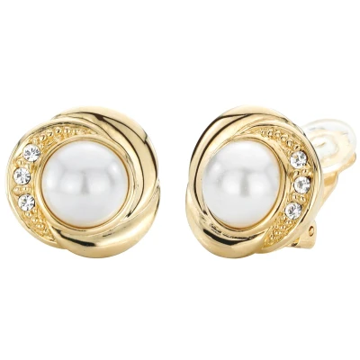 Afbeelding van Traveller Clip Oorbellen Oorclips Dames Goudkleurig Parels Kristal Preciosa Crystals Verguld 114235