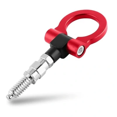 Afbeelding van Keenso auto sleephaak, sleepoog aluminiumlegering voorhanger haak sleepring voor E82 E88 E90 E91 E92 E93 (rood)