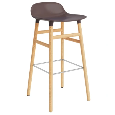 Afbeelding van Normann Copenhagen Form Barstool Barkruk 75cm Met Eiken Onderstel Bruin
