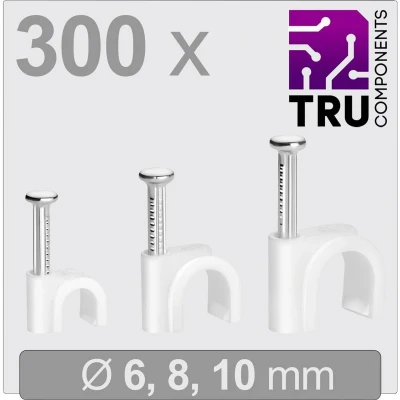 Afbeelding van TRU COMPONENTS T24CA126 Spijkerclip TC 13448456 Bundel Ø (bereik) 3 tot 10 mm Wit 300 stuk(s)