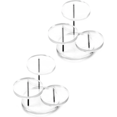 Afbeelding van Nederlandstalige titel: Transparante Acryl Display Riser voor Ringen, Oorbellen, Armbanden en Minifiguren Set van 2, Mini Stand met 3 Lagen