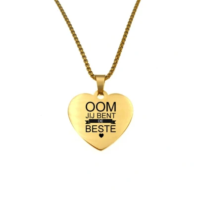 Afbeelding van Ketting RVS Hart Goud Oom Jij Bent De Beste