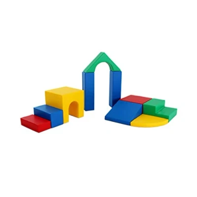 Afbeelding van Multifunctionele foam speelset Creativity multi color blokken Soft Play met glijbaan