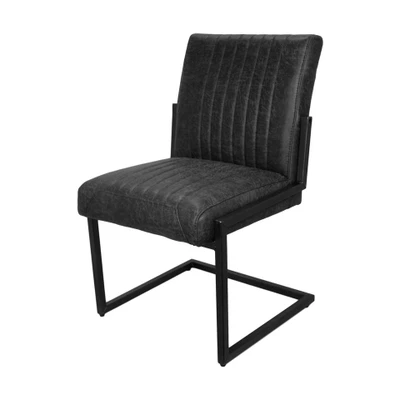 Afbeelding van Leen Bakker HSM Eetkamer Stoel Texas Leder Grafiet Stoelen Grijs Collection