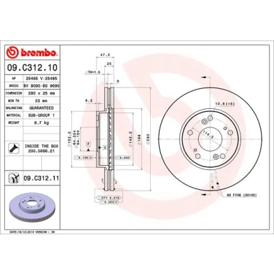 Afbeelding van Brembo Remschijf 09.C312.11