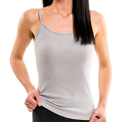 Afbeelding van HERMKO 1560 3 pack dames bretels top van 100% biologisch katoen, grijs, 40/42 NL