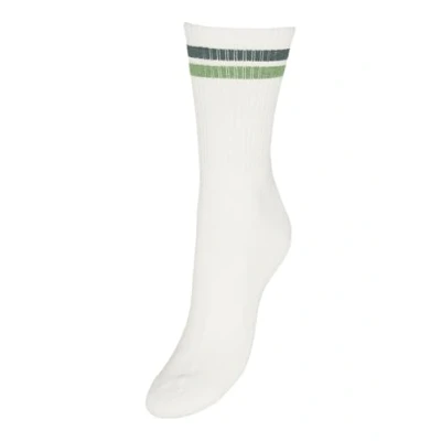 Afbeelding van VERO MODA VMMEL STRIPE SPORTY SOCKS NOOS, Sneeuwwit/Stripes: balsem groen/forest shade, Eén Maat