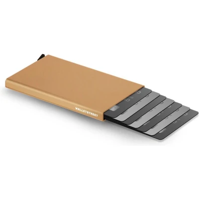 Afbeelding van Walletstreet Uitschuifbare Pasjeshouder DS Type Aluminium Creditcardhouder Card Protector Anti Skim/ RFID 8 Pasjes Goud