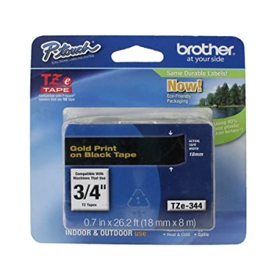 Afbeelding van Brother Original P touch tape TZE344 18 mm (compatibel o.a. met 1830/VP, D400/VP, D450, D600/VP, P700, 2430) zwart