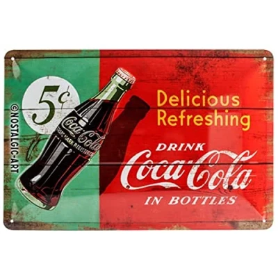 Afbeelding van Nostalgic Art Retro Tin Sign Coca Cola Delicious Refreshing Gift idea for Coke fans, Metal Plaque, 20 x 30 cm