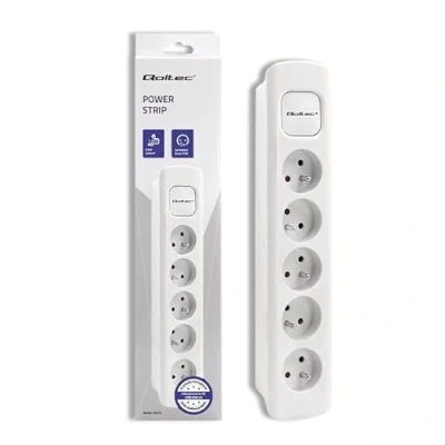 Afbeelding van Qoltec, Stekkerdoos, 50276 stroomuitbreiding 5 stopcontact(en) Binnen Wit (5 x, CEE 7/4, 1.80 m)