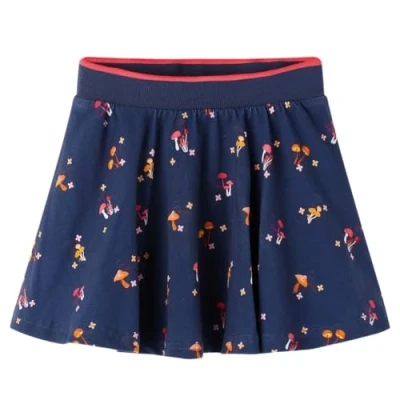 Afbeelding van Kinderrokje met paddenstoelenprint 140 marineblauw