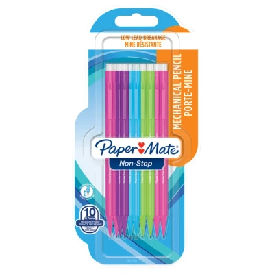 Afbeelding van Vulpotlood Paper Mate non stop HB assorti blister à 10 stuks