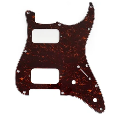 Afbeelding van Musiclily Pro 11 gaats ST Slagplaat Gitaar HH Pickguard met Ronde Hoek Uncovered 2 Humbucker Potmeter Uitsparingen voor Fender Squier Strat stijl Elektrische Gitaar, 4 laags Red Tortoise