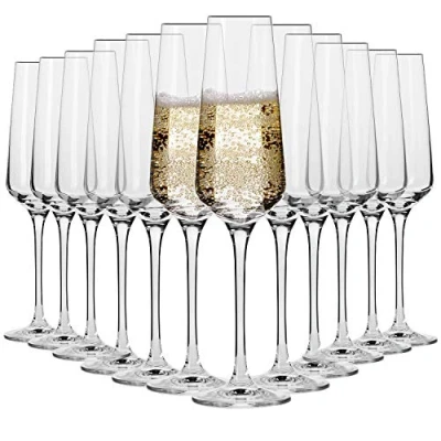 Afbeelding van KROSNO Kristal Champagne Fluitglas Set van 12 180 ML Avant Garde Collectie Perfect voor Thuis, Restaurants en Feesten Vaatwasser Veilig