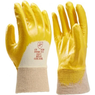 Afbeelding van HBV werkhandschoen HCL55 NBR nitril coating geel mt L (09)