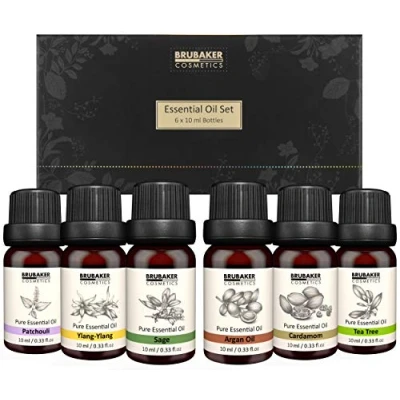 Afbeelding van BRUBAKER Cosmetics Set van 6 Essentiële Oliën X 10 ML Natuurlijk Patchouli Sage Ylang Cardamon Argan Tea Tree Geurolie Voor Diffuser Bevochtiger Massage Aromatherapie Lichaamsverzorging