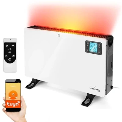 Afbeelding van LEHMANN LHOHC 2013C Convectorverwarming, radiator, 2000 W, elektrische verwarming met 3 warmtestanden, 750/1250/2000 convectorverwarming led display, app wifi, timer en