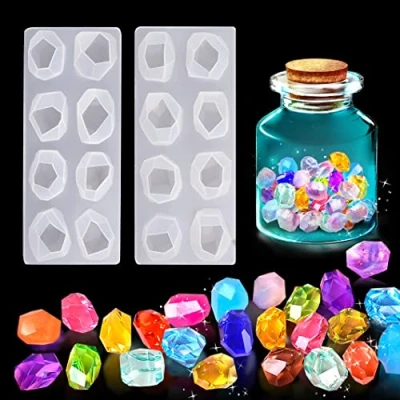 Afbeelding van Rolin 2PCS Geometric Resin Molds Irregular Casting Silicone Mold Multi Facet Gemstone Jewelry Moulds Reusable Epoxy Mould DIY Craft Making Cabochons For Home Decoration