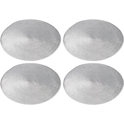 Afbeelding van Cepewa Placemats 4 stuks rond zilverkleurig 38 cm