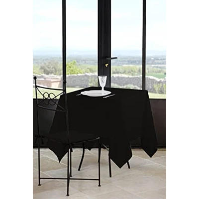 Afbeelding van stof Textiles Tafelkleed 180 x cm zwart Eettafel tafellakens polyester tafel dekken nette afwerking