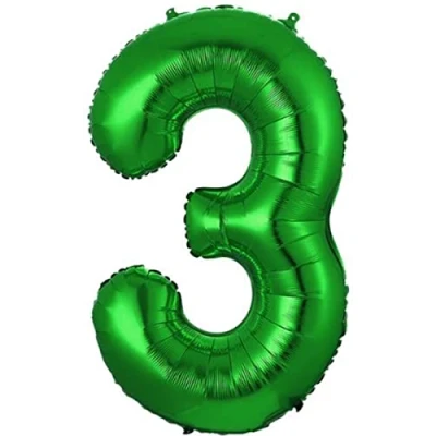 Afbeelding van Ballon Cijfer 3 Jaar Groen Folie Verjaardag versiering ballonnen Feest Met Rietje 36Cm