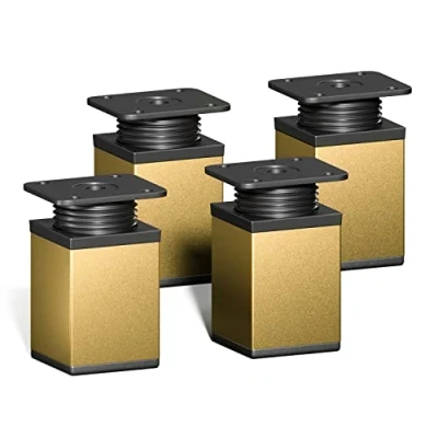 Afbeelding van sossai® design meubelpoten MFV1 set van 4 in hoogte verstelbaar Vierkant profiel: 40 x mm Kleur: goud Hoogte: 60 (+ 20 mm) Inclusief hoogwaardige houtschroeven