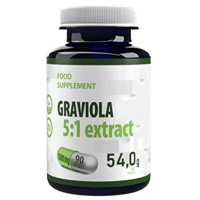 Afbeelding van Graviola Fruit Extract 2500mg Equivalent (500mg of 5:1 Extract) 90 Vegan Capsules, In Laboratorium getest, hoge dosis supplement, Gluten en GGO vrij