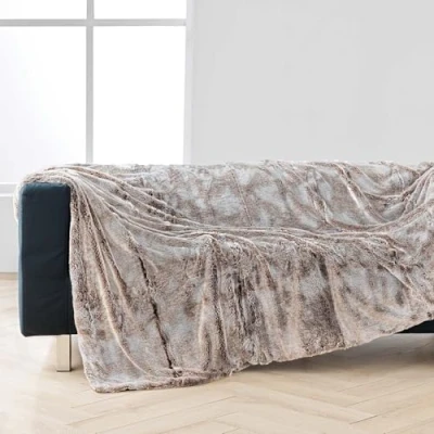 Afbeelding van Wicotex Plaid dekens kunst bont antartic 180x220cm choco polyester hoog polig