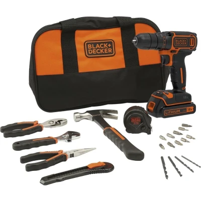 Afbeelding van Black+Decker BDCDC18HTSA Accuboormachine, 18 V, met 20 delig gereedsschapset en tas, exclusief accu lader