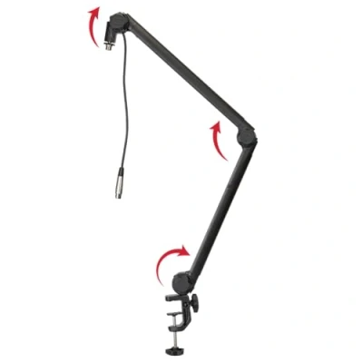 Afbeelding van Gator Frameworks Deluxe op het bureau gemonteerde uitzendmicrofoonboomstandaard voor podcasts en opnames; geïntegreerde XLR kabel GFWMICBCBM3000