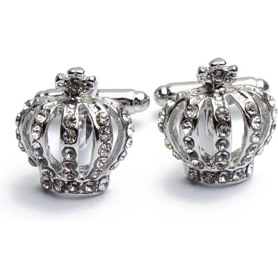 Afbeelding van Manchetknopen Kroon Queen Zilver Diamantjes