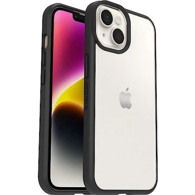 Afbeelding van OtterBox Sleek Series hoesje voor iPhone 14, schokbestendig, valbestendig, ultradun, beschermende, getest volgens militaire standaard, Antimicrobieel, Transparant/Zwart, Zonder Verpakking