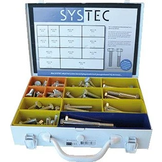 Afbeelding van SYSTEC assortimentskoffer tap en zeskantbouten M12 verzinkt 13 maten DIN 933/931 (141 delig)
