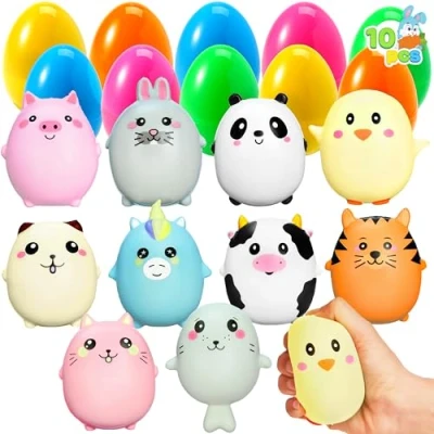 Afbeelding van JOYIN 10 Jumbo paaseieren gevuld met schattige dieren squishy speelgoed voor paaseieren, paasmand vuller / lekkernijen, feestgunsten