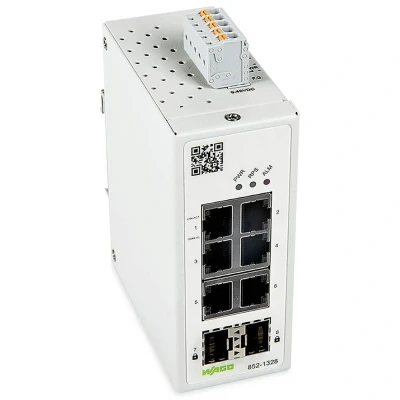 Afbeelding van Industrieel beheerde switch MAC beveiliging; 6 10/100/1000 Mb/s RJ45 poorten; 2 1000 glasvezelpoorten
