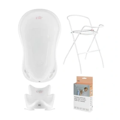 Afbeelding van Hylat Baby Set: Babybad Lite met Badstandaard, Badzitje en Afvoer ideale oplossing voor geweldige badervaringen, Kleur: Wit, Motief: Friends