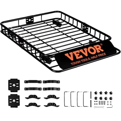 Afbeelding van VEVOR Dak Rack Mand Auto Universele 1175 x 915 114 mm, Tub 90 kg Laadvermogen Rail Carrier Cargo Bagage Zwart voor Kamperen, Barbecueën, Autoreizen enz.