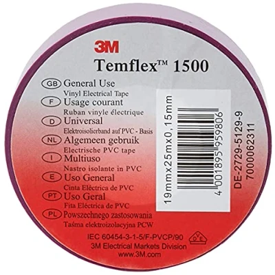 Afbeelding van 3M TEMFLEX150019X25VI Isolatietape Temflex 1500 Violet (l x b) 25 m 19 mm 1 stuk(s)