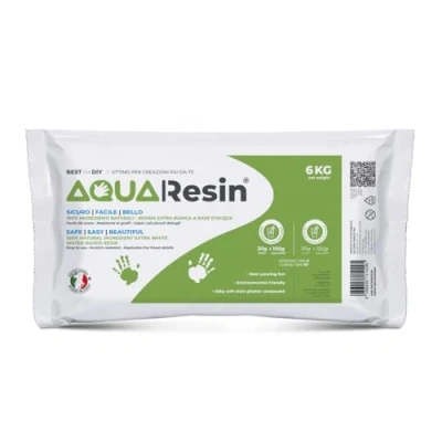 Afbeelding van AQUA RESIN Niet giftige en 100% veilige witte minerale poederhars om te mengen met kleurbaar water ideaal voor gebruik in mallen (1 kg)